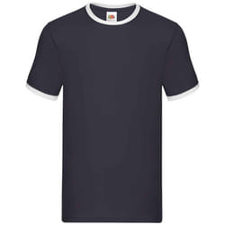 Fruit of the Loom Mens Ringer Contrast T-Shirt - 3XL, Navy/White