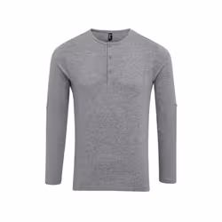 Premier Mens Long John Roll Sleeve T-Shirt - 3XL, Grey Marl