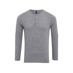 Premier Mens Long John Roll Sleeve T-Shirt - XS, Grey Marl