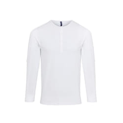 Premier Mens Long John Roll Sleeve T-Shirt - 3XL, White