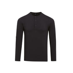 Premier Mens Long John Roll Sleeve T-Shirt - 3XL, Black