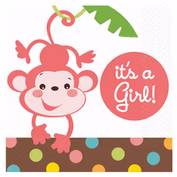 Amscan Its A Girl Paper Jungle Animals Disposable Napkins (Pack of 16)