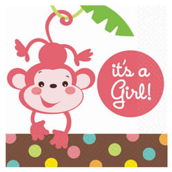 Amscan Its A Girl Paper Jungle Animals Disposable Napkins (Pack of 16)