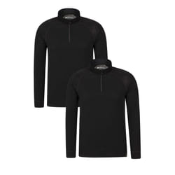 Mountain Warehouse Mens Merino Wool Base Layer Top (Pack of 2) - S, Black