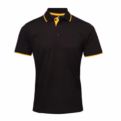 Premier Mens Coolchecker Contrast Pique Polo Shirt - 4XL, Black/Sunflower