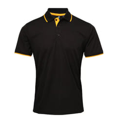 Premier Mens Coolchecker Contrast Pique Polo Shirt - 4XL, Black/Sunflower