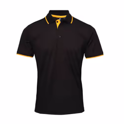 Premier Mens Coolchecker Contrast Pique Polo Shirt - 4XL, Black/Sunflower
