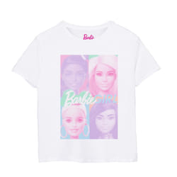 Barbie Girls Colour Block T-Shirt - 5-6 Years, White/Pink/Purple