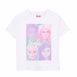 Barbie Girls Colour Block T-Shirt - 9-10 Years, White/Pink/Purple