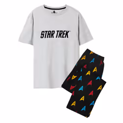 Star Trek Mens Logo All-Over Print Pyjama Set - S, Black/Grey