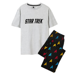 Star Trek Mens Logo All-Over Print Pyjama Set - S, Black/Grey