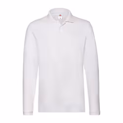 Fruit of the Loom Mens Cotton Pique Long-Sleeved Polo Shirt - M, White