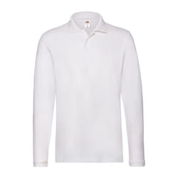 Fruit of the Loom Mens Cotton Pique Long-Sleeved Polo Shirt - S, White