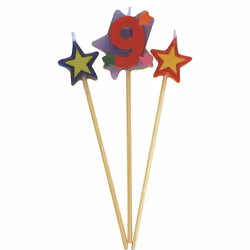 Amscan 9th Birthday Pick Candles Set (Pack of 3)