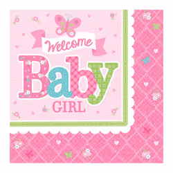 Amscan Welcome Baby Girl Disposable Napkins (Pack of 16)