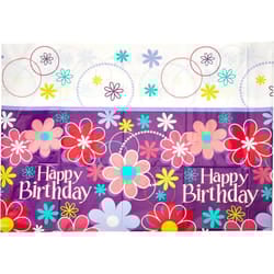 Unique Party Plastic Floral Happy Birthday Party Table Cover