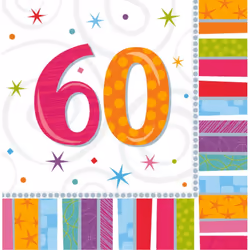 Amscan 60th Birthday Napkins (Pack of 16)