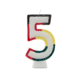 Kaleidoscope Glitter Double Sided 5th Birthday Candle