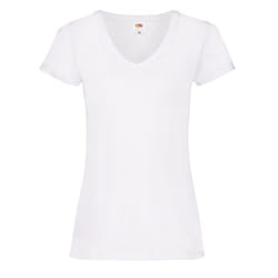 Fruit of the Loom Womens/Ladies V Neck Lady Fit T-Shirt - XXL, White