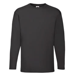 Fruit of the Loom Unisex Adult Valueweight Plain Long-Sleeved T-Shirt - S, Black