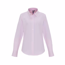 Premier Womens/Ladies Striped Oxford Long-Sleeved Formal Shirt - XS, White/Pink