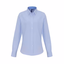 Premier Womens/Ladies Striped Oxford Long-Sleeved Formal Shirt - M, White/Oxford Blue