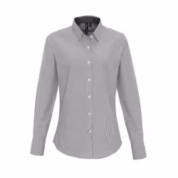 Premier Womens/Ladies Striped Oxford Long-Sleeved Formal Shirt - XS, White/Grey