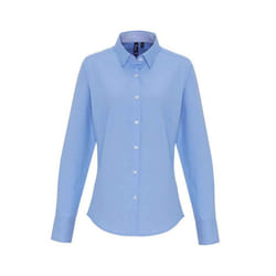 Premier Womens/Ladies Striped Oxford Long-Sleeved Formal Shirt - S, Oxford Blue