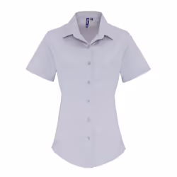 Premier Womens/Ladies Stretch Short-Sleeved Formal Shirt - L, Silver