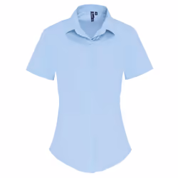 Premier Womens/Ladies Stretch Short-Sleeved Formal Shirt - L, Pale Blue