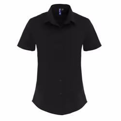 Premier Womens/Ladies Stretch Short-Sleeved Formal Shirt - XS, Black
