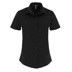 Premier Womens/Ladies Stretch Short-Sleeved Formal Shirt - XS, Black