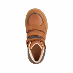 Geox Boys Waxed Leather Trainers - 2.5 UK, Cognac/Blue