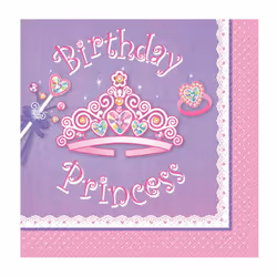 Unique Party Princess Birthday Disposable Napkins (Pack of 16)