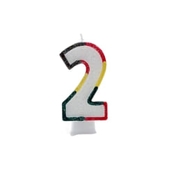 Kaleidoscope Number 2 Glitter Double Sided Birthday Candles