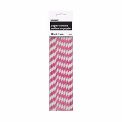 Unique Party Paper Striped Straw (Pack Of 10)