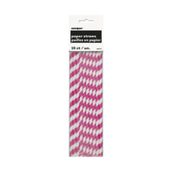 Unique Party Paper Striped Straw (Pack Of 10)