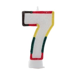 Kaleidoscope Glitter Double-Sided 7th Birthday Candle