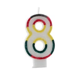 Kaleidoscope Glitter Double-Sided 8th Birthday Candle