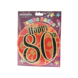 Kaleidoscope Glitter 80th Party Badge