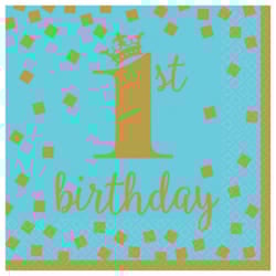 Amscan Its A Boy 1st Birthday Disposable Napkins (Pack of 16)