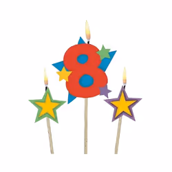 Amscan Number 8 Stars Candles (Pack of 3)