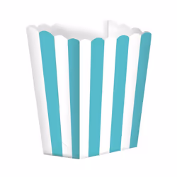 Amscan Scalloped Striped Popcorn Holder (Pack of 5) - One Size, Robins Egg Blue