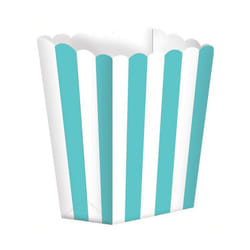 Amscan Scalloped Striped Popcorn Holder (Pack of 5) - One Size, Robins Egg Blue