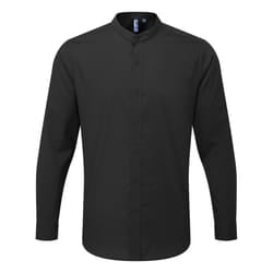 Premier Mens Banded Collar Long-Sleeved Formal Shirt - XL, Black