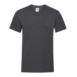 Fruit of the Loom Mens Valueweight Heather V Neck T-Shirt - S, Dark Grey