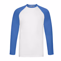 Fruit of the Loom Unisex Adult Contrast Long-Sleeved Baseball T-Shirt - S, White/Royal Blue