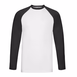 Fruit of the Loom Unisex Adult Contrast Long-Sleeved Baseball T-Shirt - S, White/Black