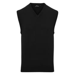 Premier Mens Knitted Sleeveless Sweater Vest - S, Black
