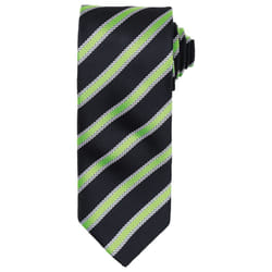 Premier Mens Stripe Waffle Tie - One Size, Black/Lime